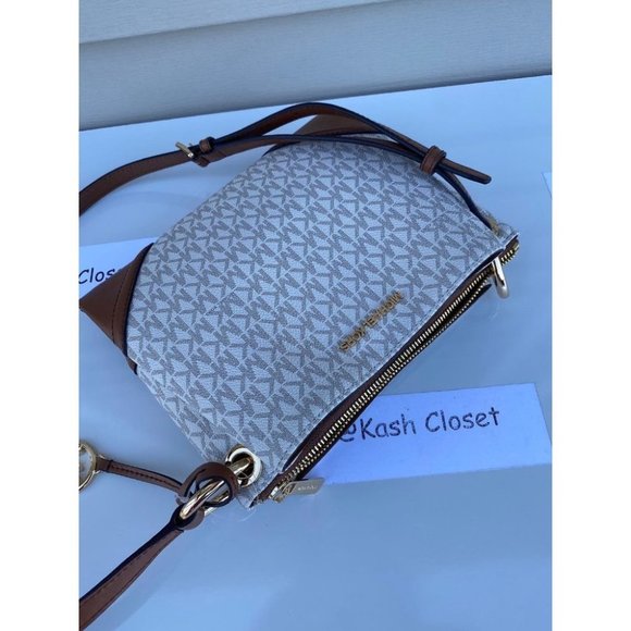 Michael Kors MK Nicole Large Triple Compartment Crossbody- Vanilla - Picture 5 of 9